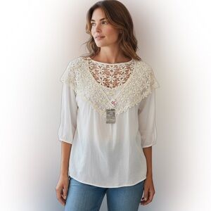 Love J White Crochet Blouse